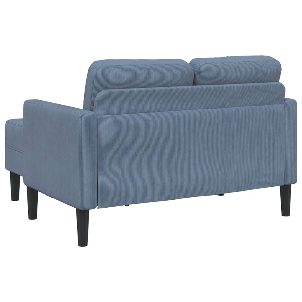 Sofa 2-sjed s ležaljkom u obliku slova L plava 125 cm lan