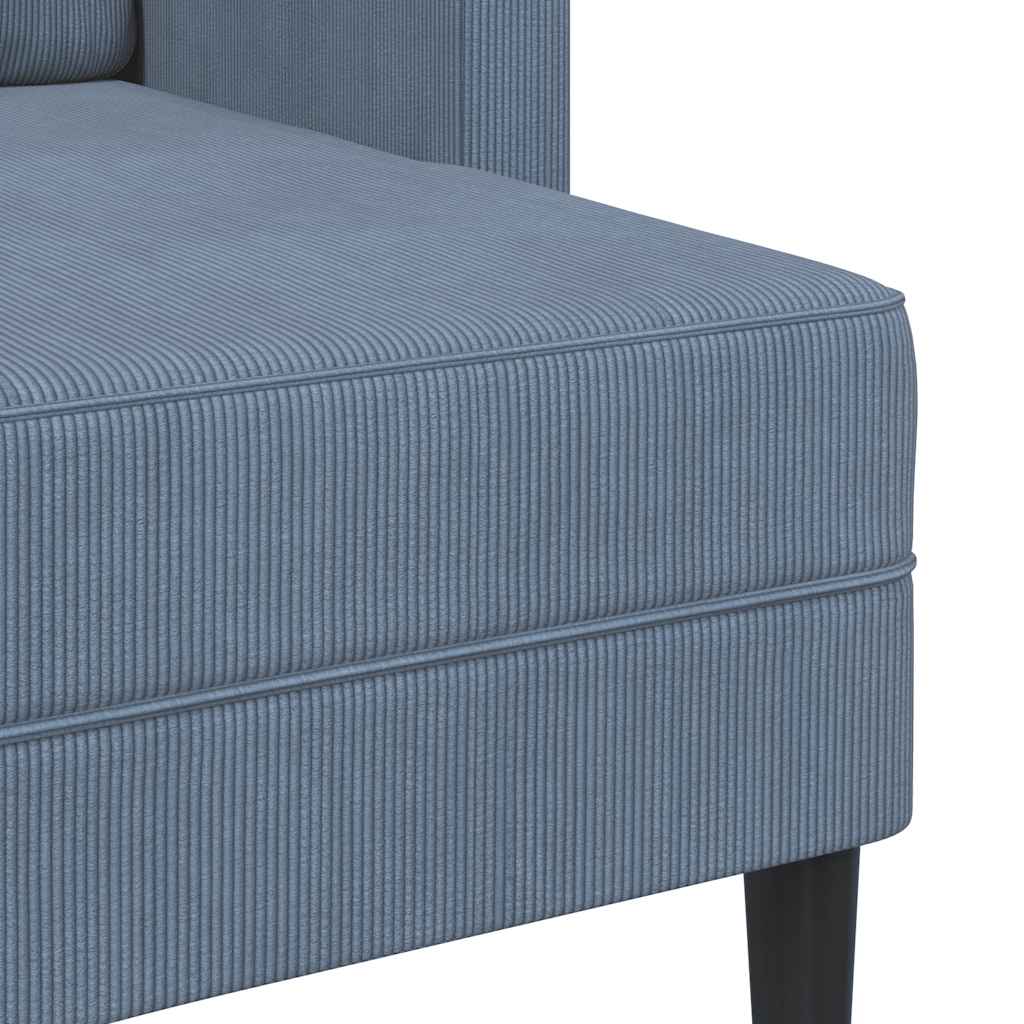 Sofa 2-sjed s ležaljkom u obliku slova L plava 125 cm lan