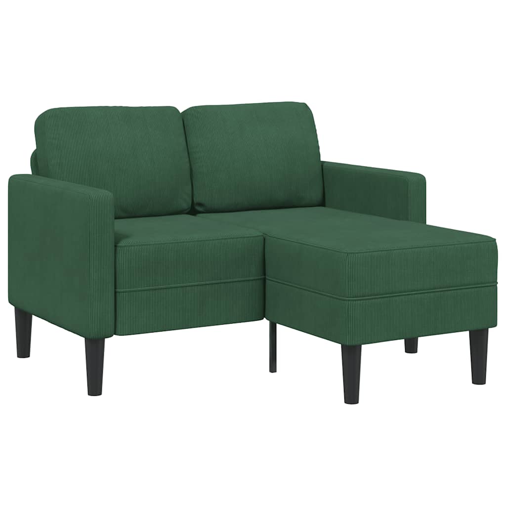 Sofa 2-sjed s ležaljkom u obliku slova L tamno zelena 125 cm