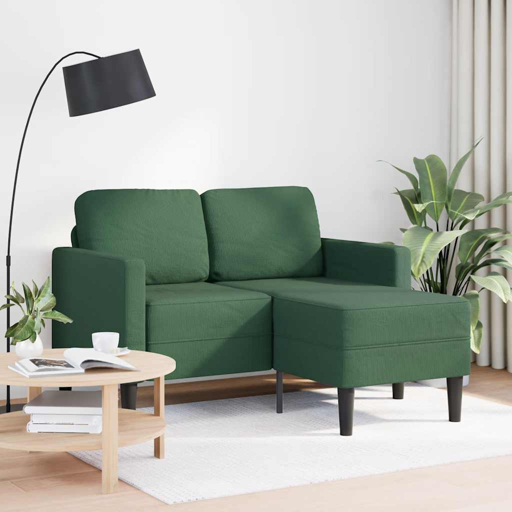 Sofa 2-sjed s ležaljkom u obliku slova L tamno zelena 125 cm