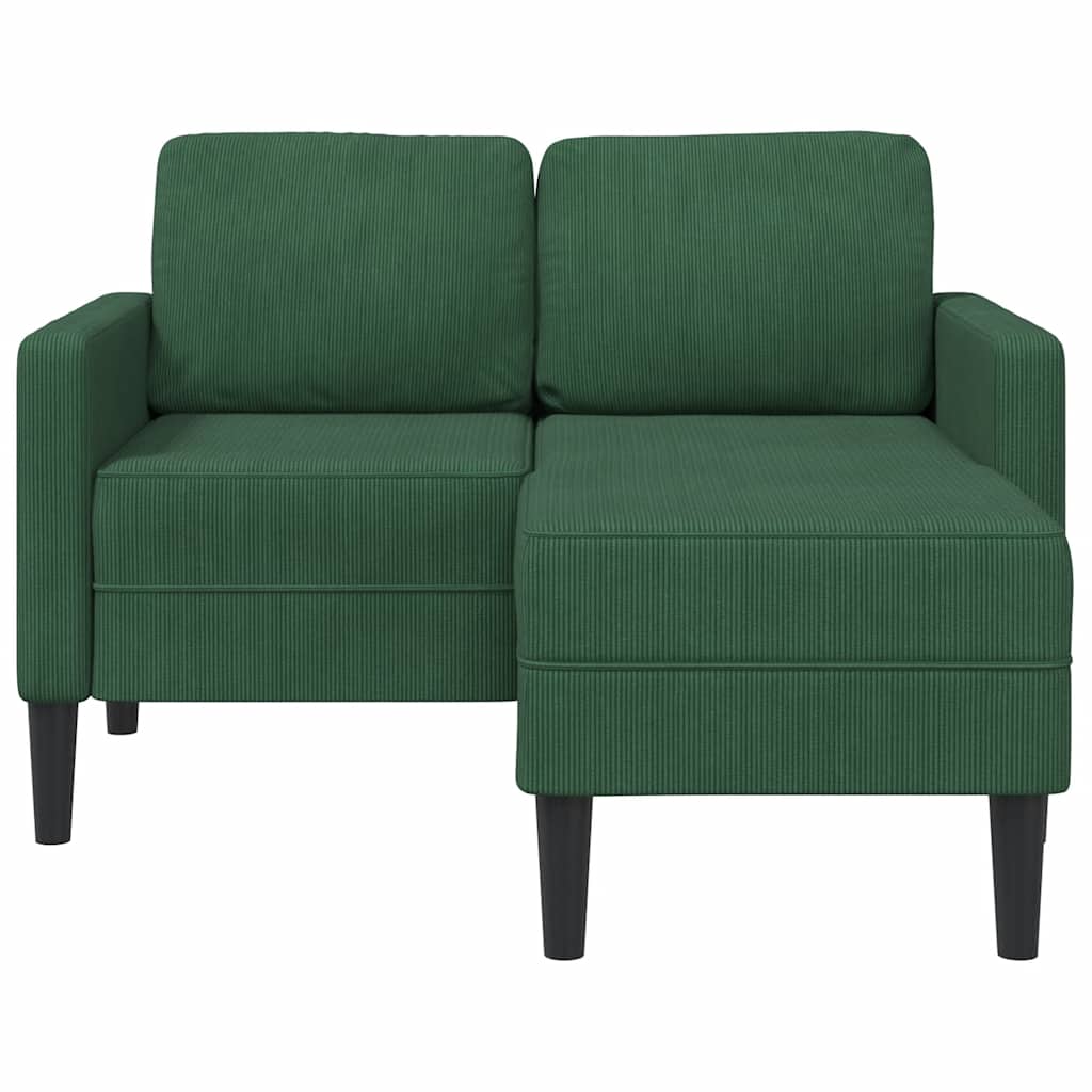 Sofa 2-sjed s ležaljkom u obliku slova L tamno zelena 125 cm