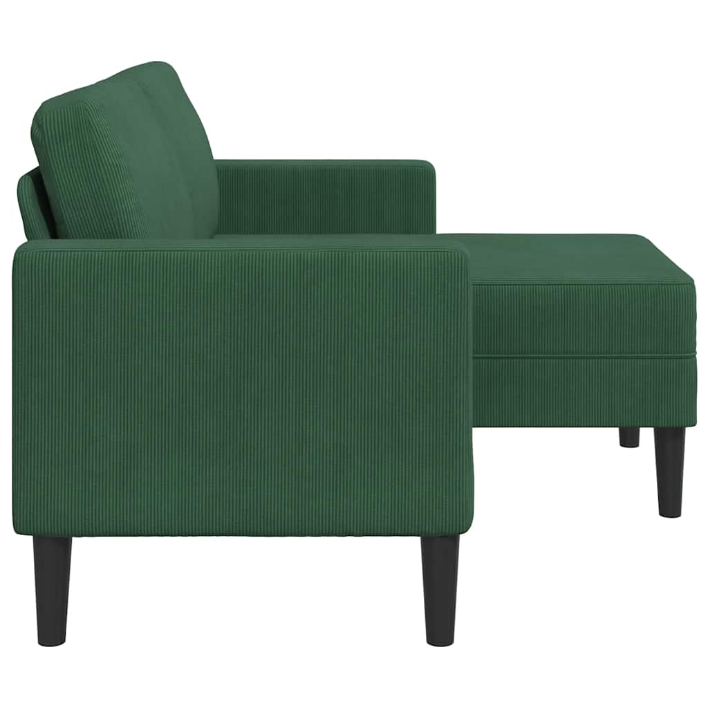 Sofa 2-sjed s ležaljkom u obliku slova L tamno zelena 125 cm