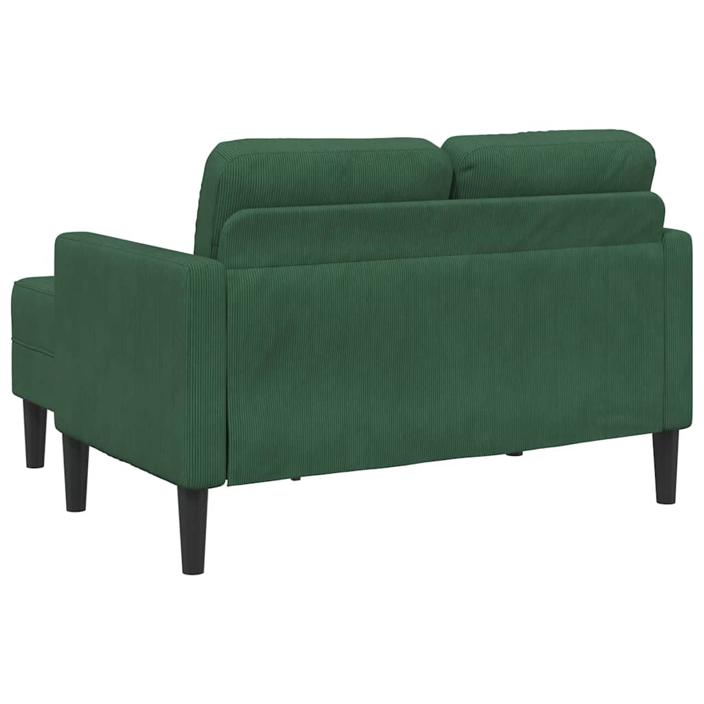Sofa 2-sjed s ležaljkom u obliku slova L tamno zelena 125 cm