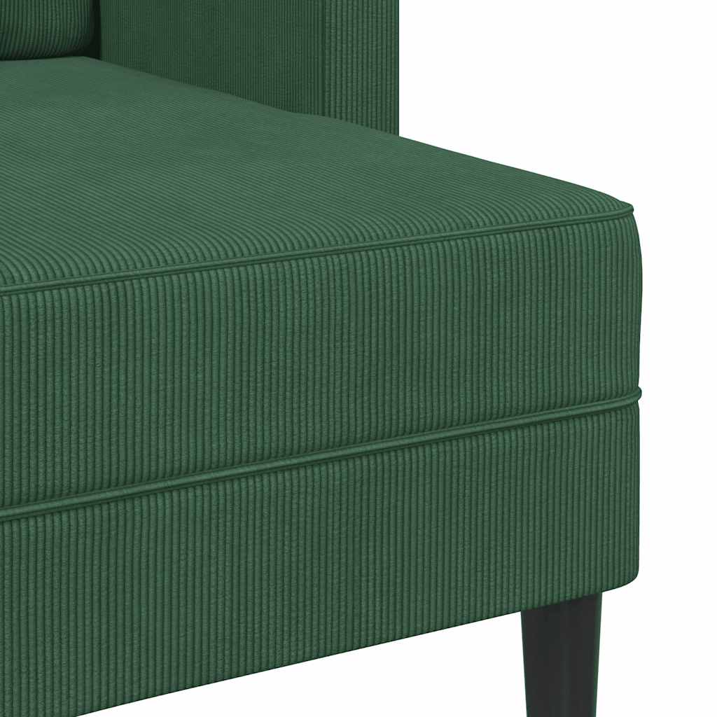 Sofa 2-sjed s ležaljkom u obliku slova L tamno zelena 125 cm