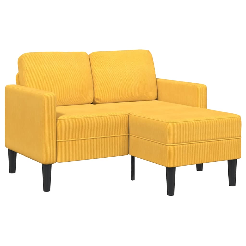 Sofa 2-sjed s ležaljkom u obliku slova L svijetložuta 125cm lan