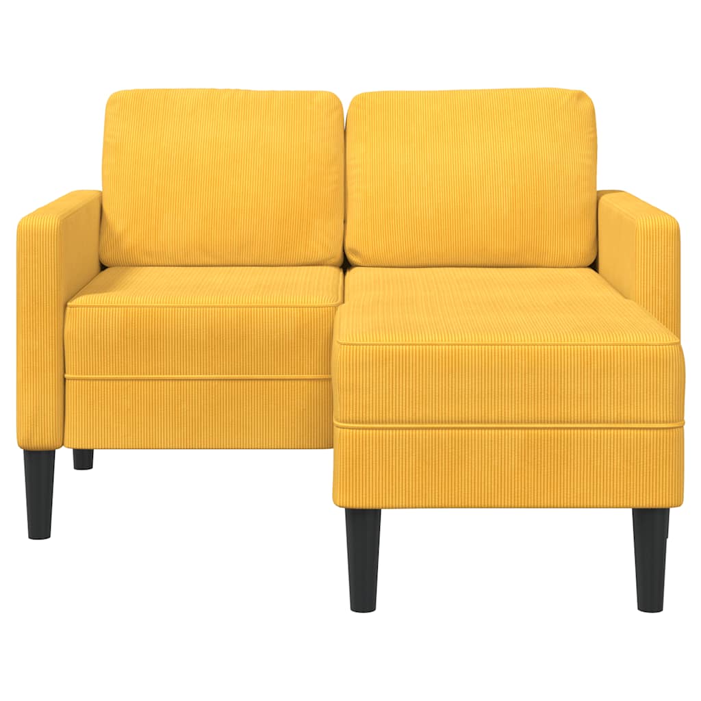 Sofa 2-sjed s ležaljkom u obliku slova L svijetložuta 125cm lan