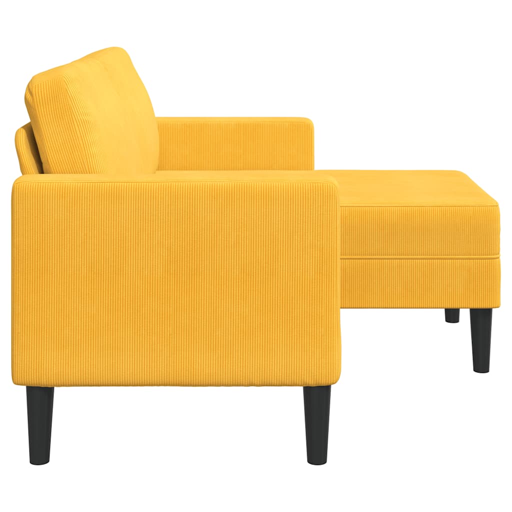 Sofa 2-sjed s ležaljkom u obliku slova L svijetložuta 125cm lan