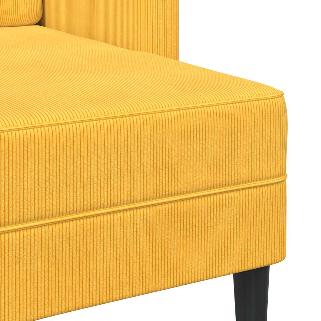 Sofa 2-sjed s ležaljkom u obliku slova L svijetložuta 125cm lan