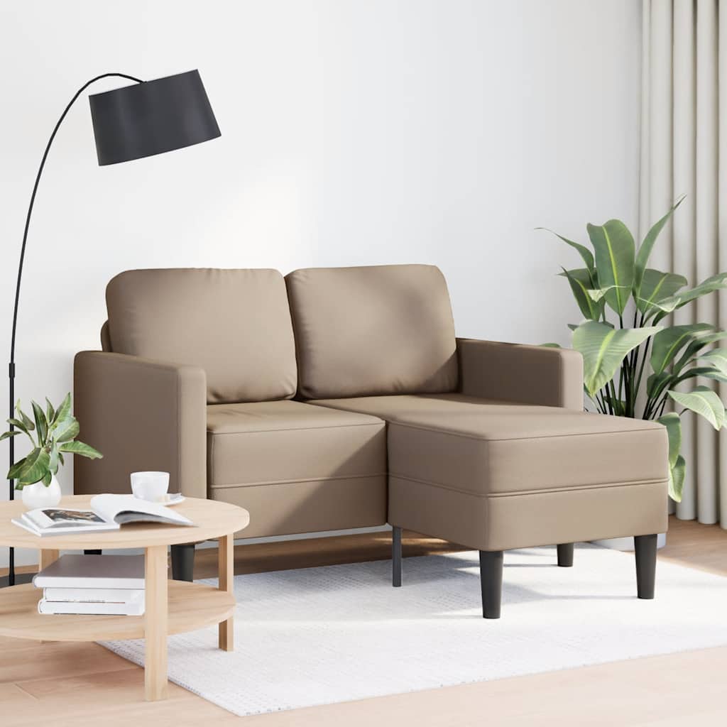 Dvosjed s ležaljkom L-oblikovani Cappuccino 125 cm umjetna koža