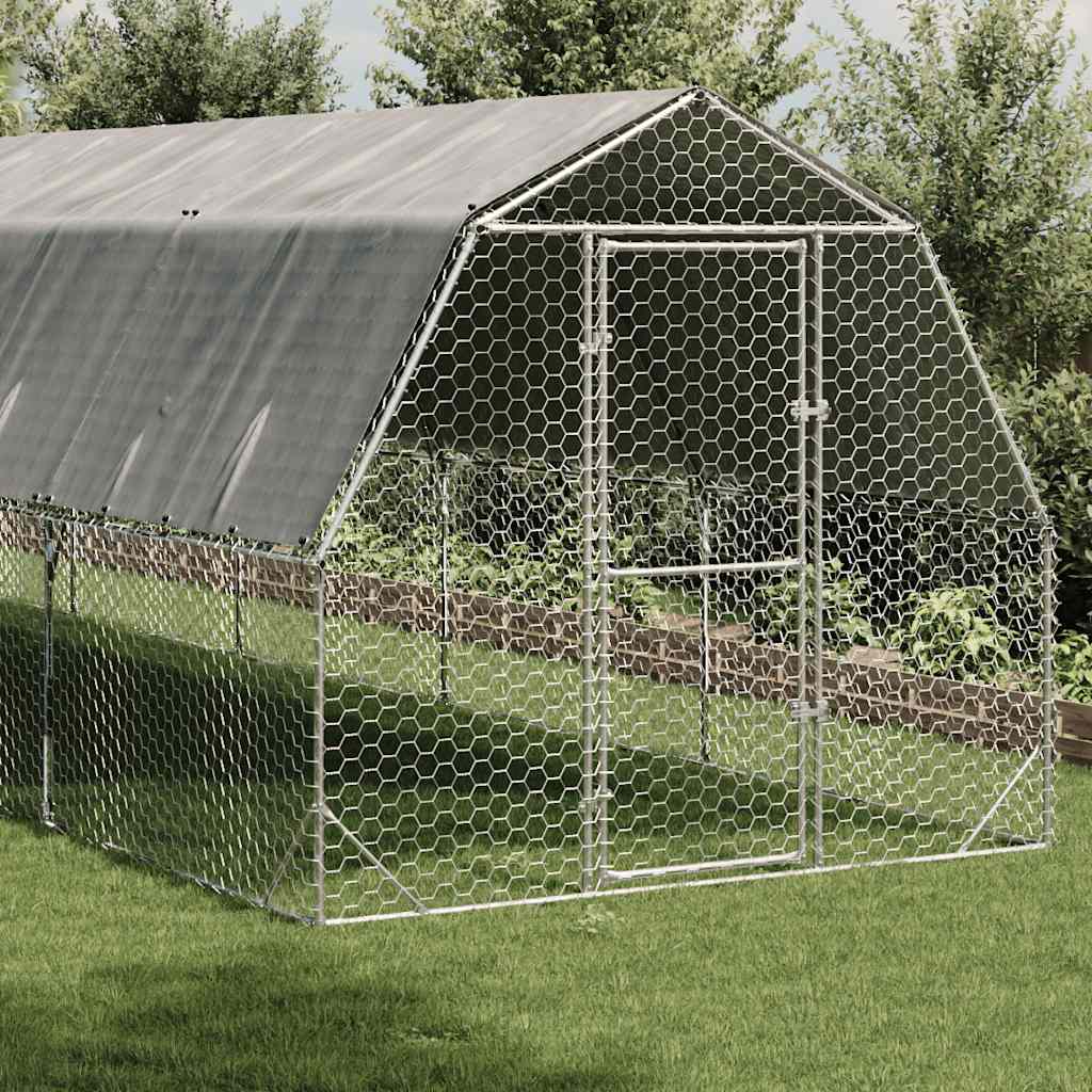 Kavez za kokoši s krovom 2,5x6x2,25 m pocinčani čelik