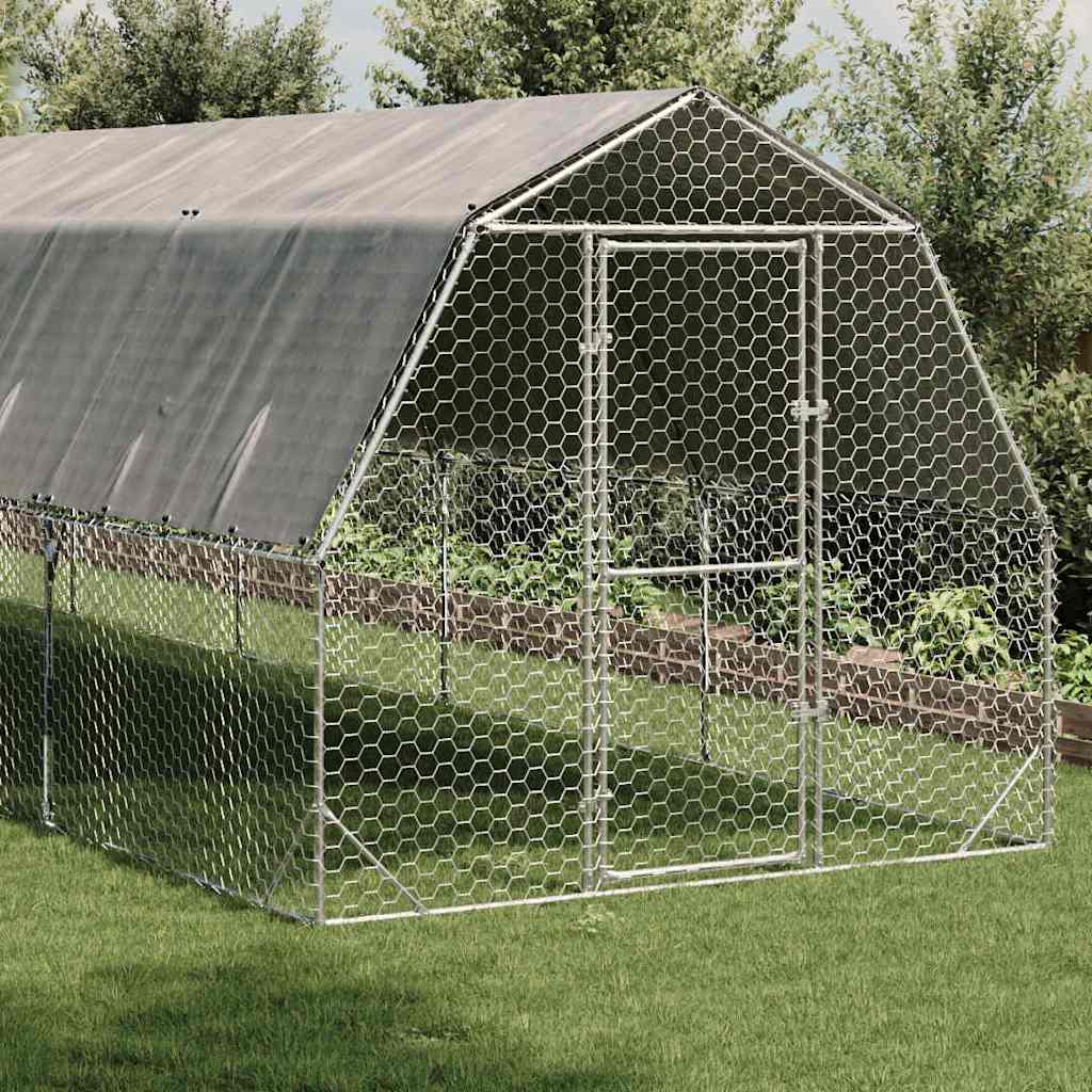 Kavez za kokoši s krovom 2,5x8x2,25 m pocinčani čelik