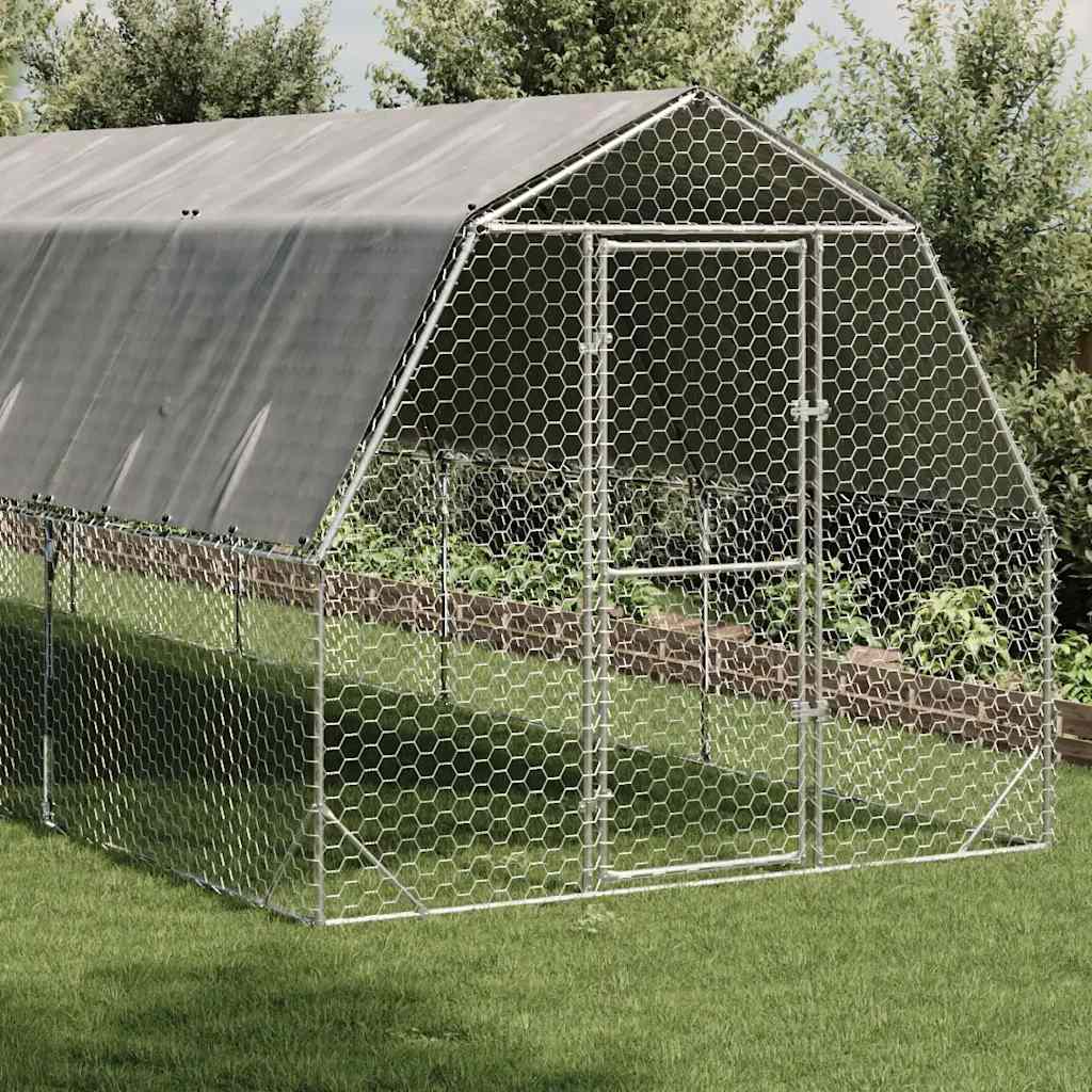 Kavez za kokoši s krovom 2,5x12x2,25 m pocinčani čelik