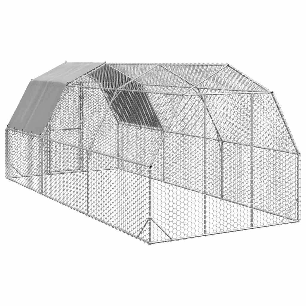 Kavez za kokoši s krovom 2,5x6x2,25 m pocinčani čelik