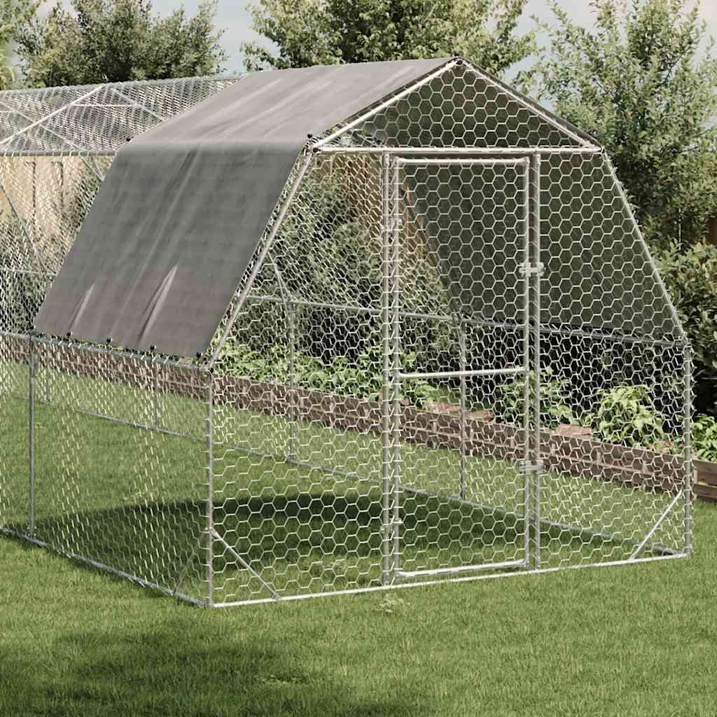 Kavez za kokoši s krovom 2,5x12x2,25 m pocinčani čelik