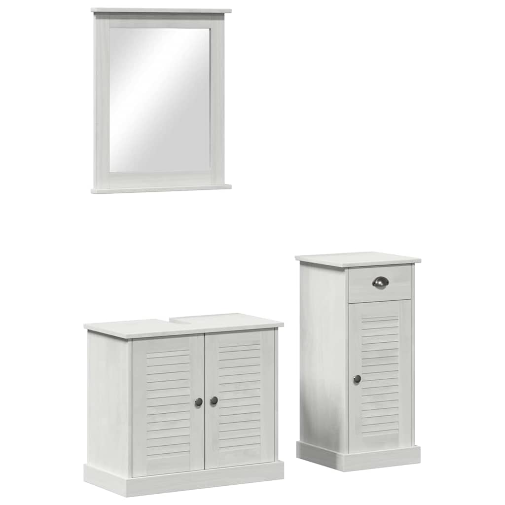 Set namještaja za kupaonicu s ladicama 3 pcs Antič White