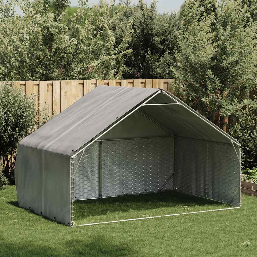 Vanjski pseći boks s pokrovom 3x2x1,9 m pocinčani čelik