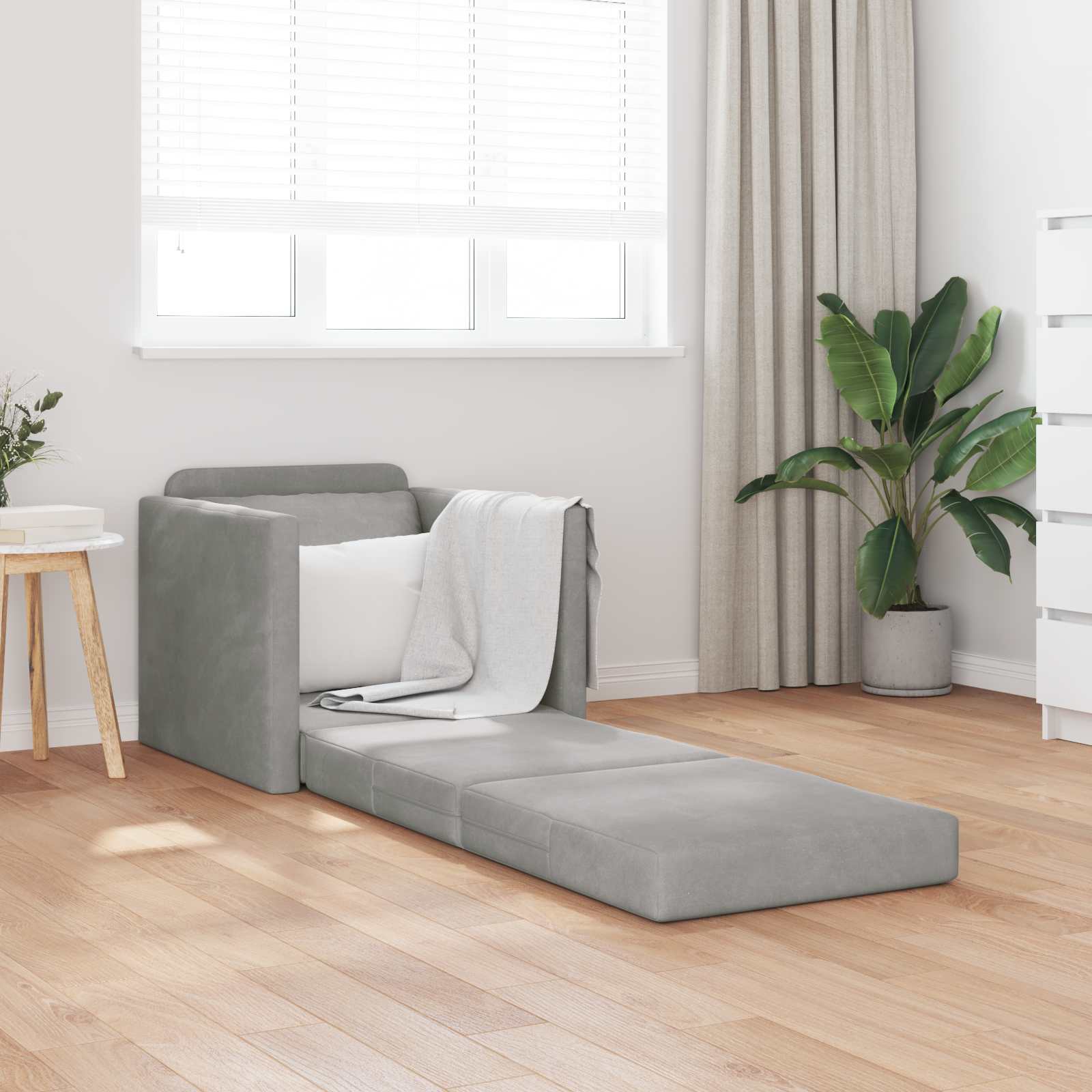Krevet na razvlačenje Svijetlo siva 74 x 77 x 81 cm Baršun