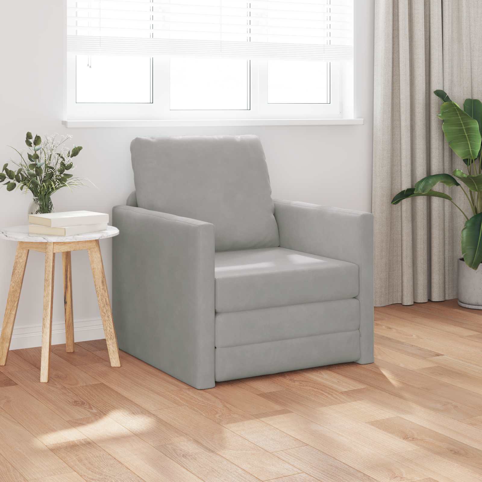 Krevet na razvlačenje Svijetlo siva 74 x 77 x 81 cm Baršun