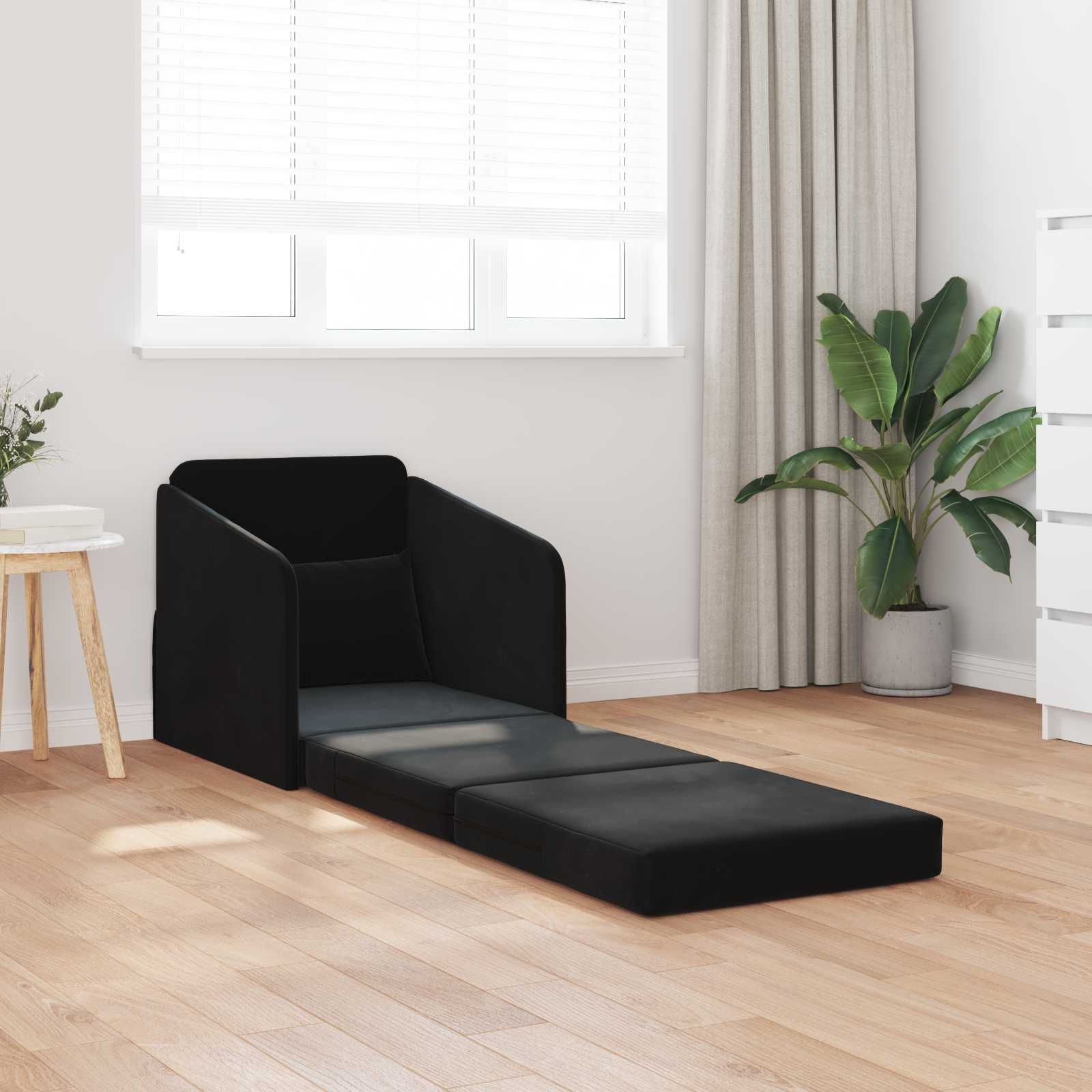 Krevet na razvlačenje Crna 65 x 80 x 83 cm Baršun