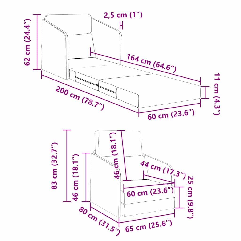 Krevet na razvlačenje Crna 65 x 80 x 83 cm Baršun