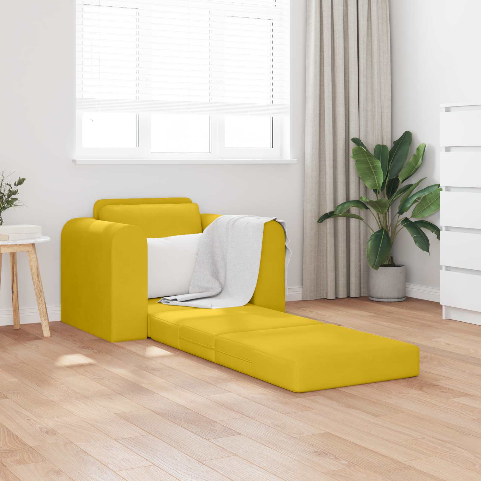 Krevet na razvlačenje Žuta 98 x 71 x 83 cm Baršun