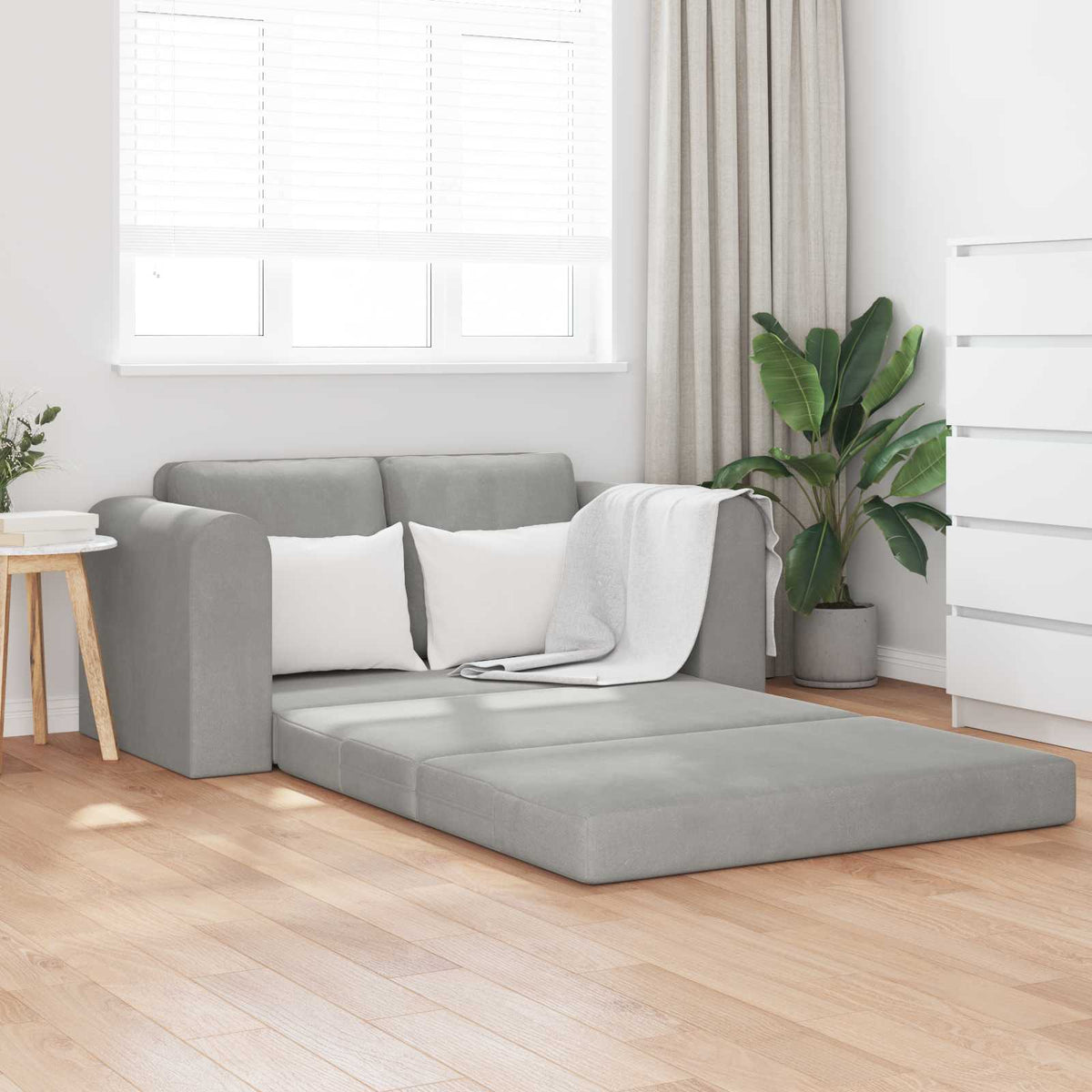 Krevet na razvlačenje Svijetlo siva 148 x 71 x 83 cm Baršun