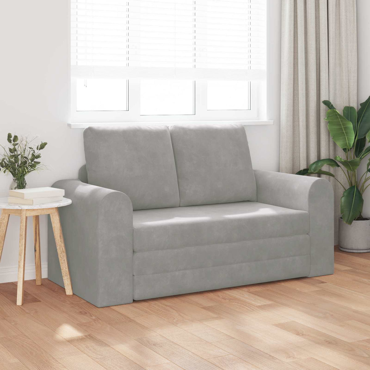 Krevet na razvlačenje Svijetlo siva 148 x 71 x 83 cm Baršun