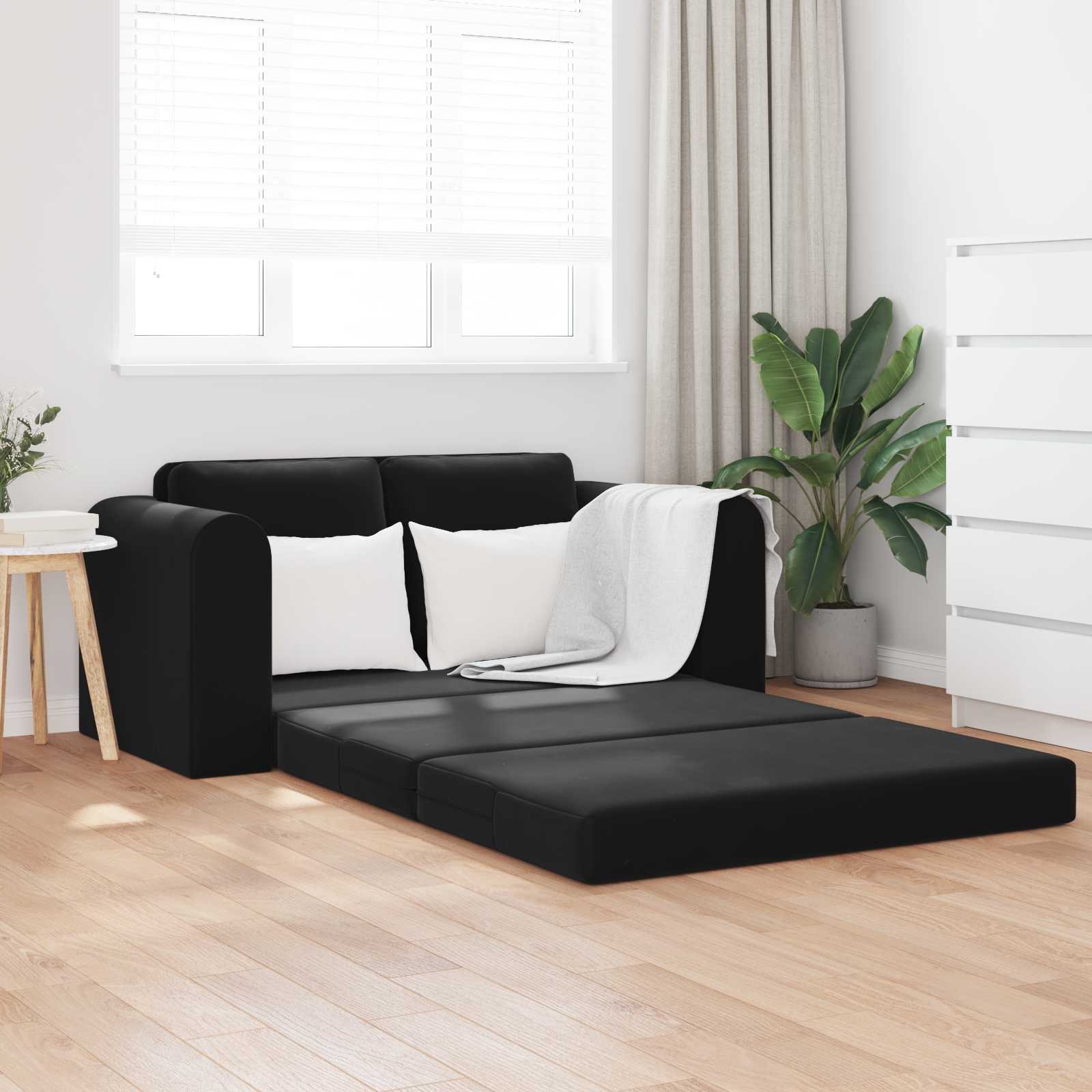 Krevet na razvlačenje Crna 148 x 71 x 83 cm Baršun