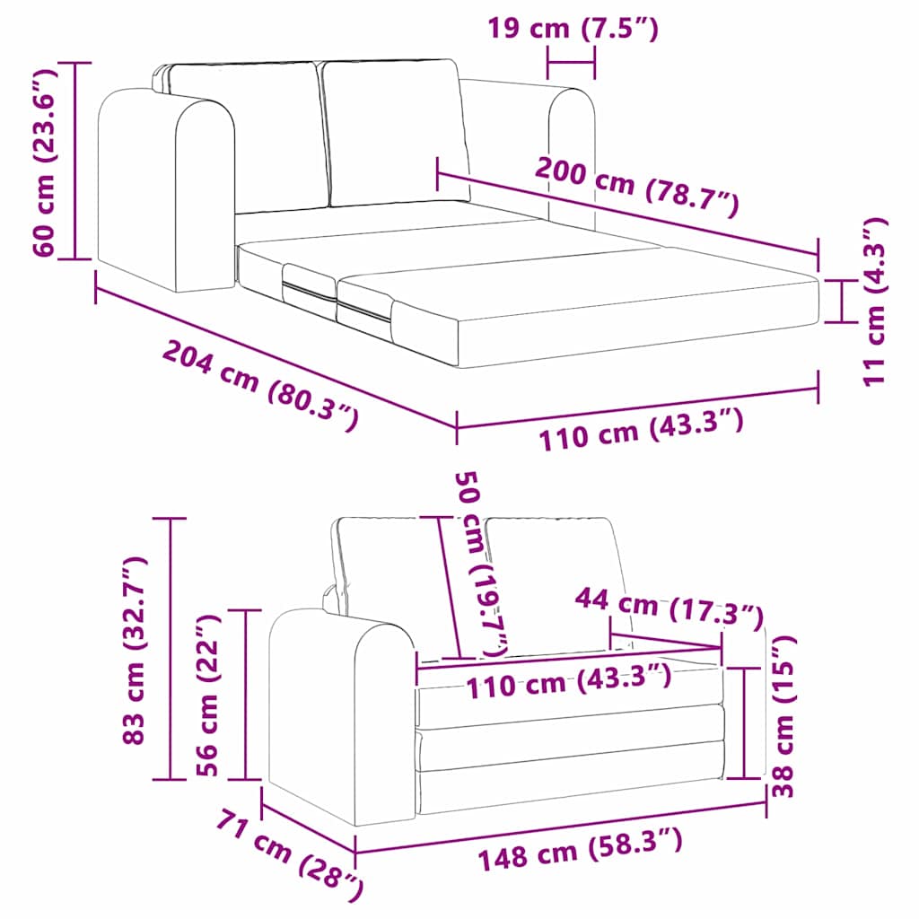 Krevet na razvlačenje Crna 148 x 71 x 83 cm Baršun