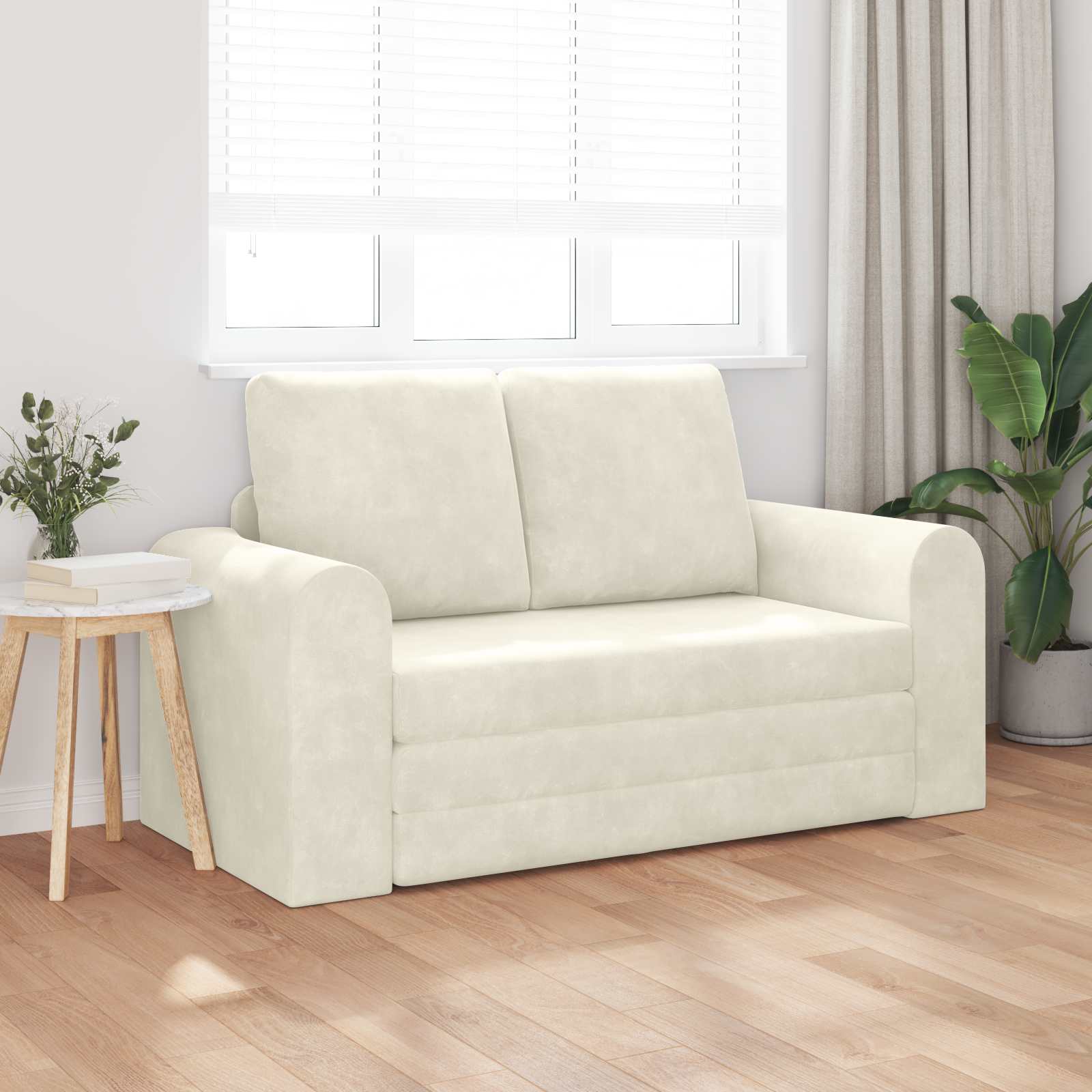 Krevet na razvlačenje Krema 148 x 71 x 83 cm Baršun