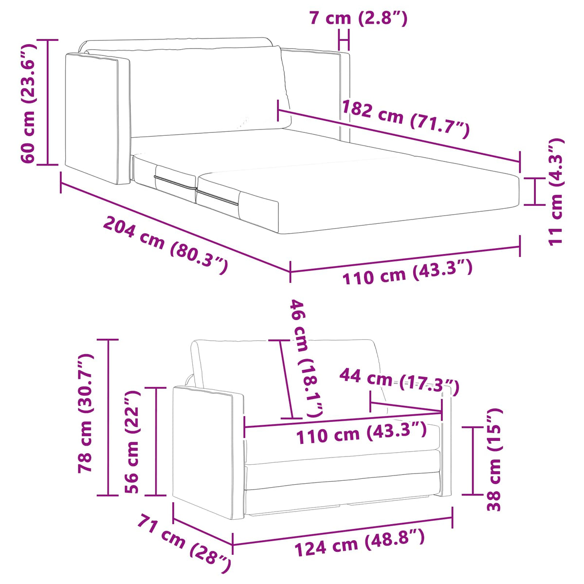 Krevet na razvlačenje 110cm Krema tkanina
