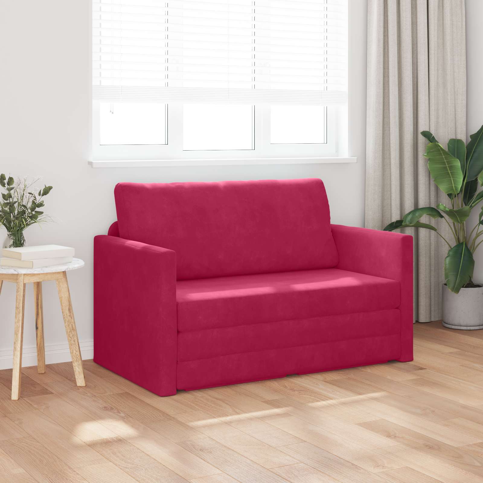 Krevet na razvlačenje Vinska crvena 124 x 71 x 78 cm Baršun