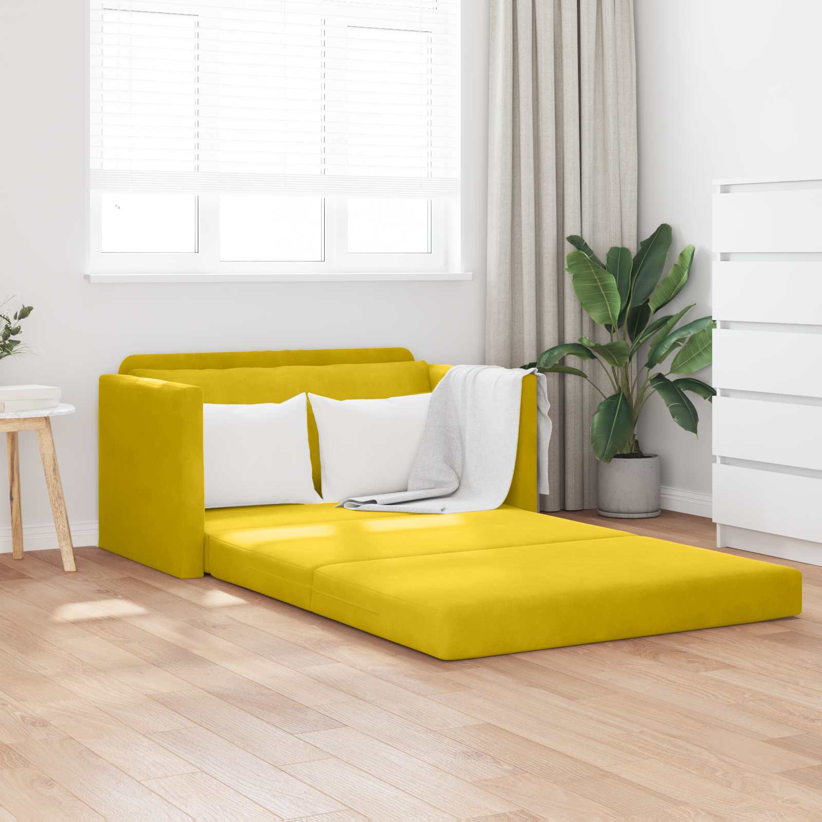 Krevet na razvlačenje Žuta suncokret 124 x 71 x 78 cm Baršun