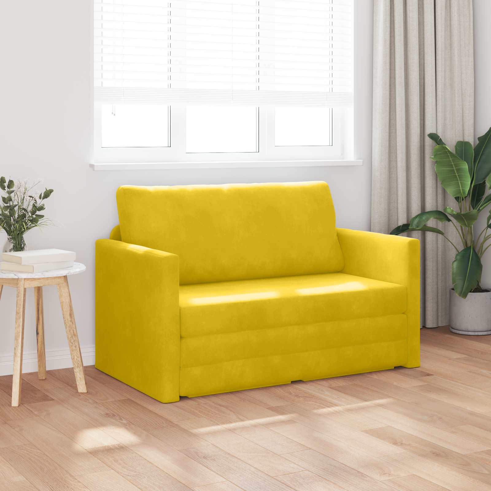 Krevet na razvlačenje Žuta suncokret 124 x 71 x 78 cm Baršun