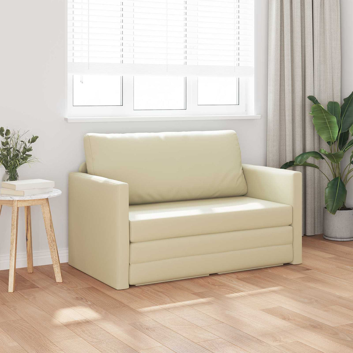 Krevet na razvlačenje Krema 124 x 71 x 78 cm Umjetna koža