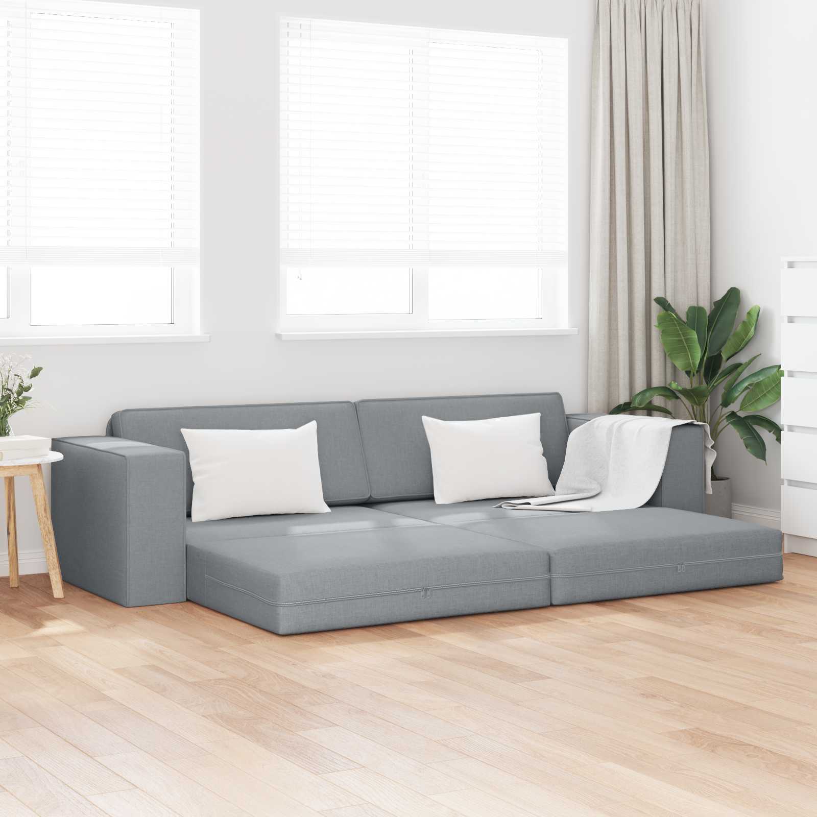 Krevet na razvlačenje Svijetlo siva 245 x 78 x 77 cm tkanina