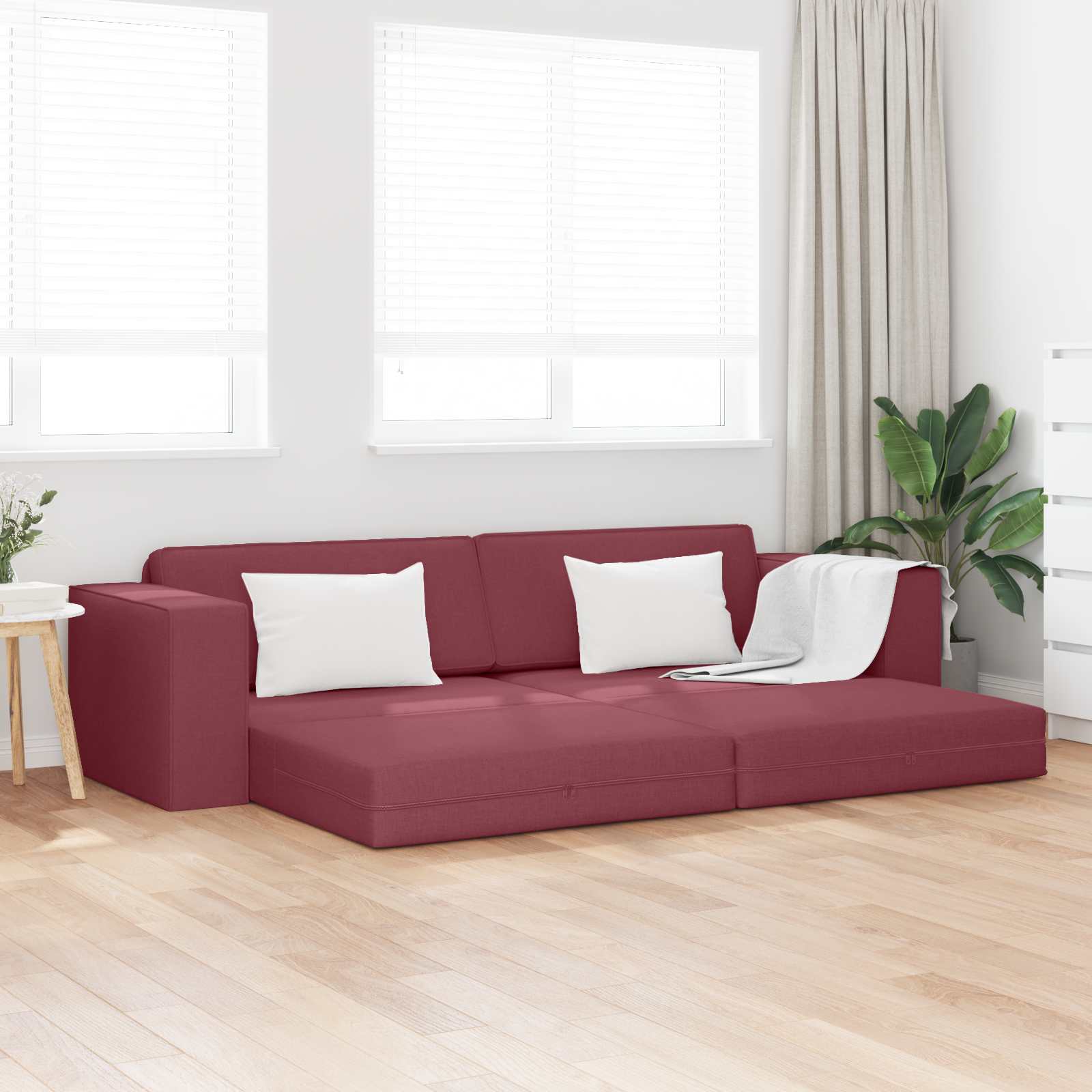 Krevet na razvlačenje Vinska crvena 245 x 78 x 77 cm tkanina