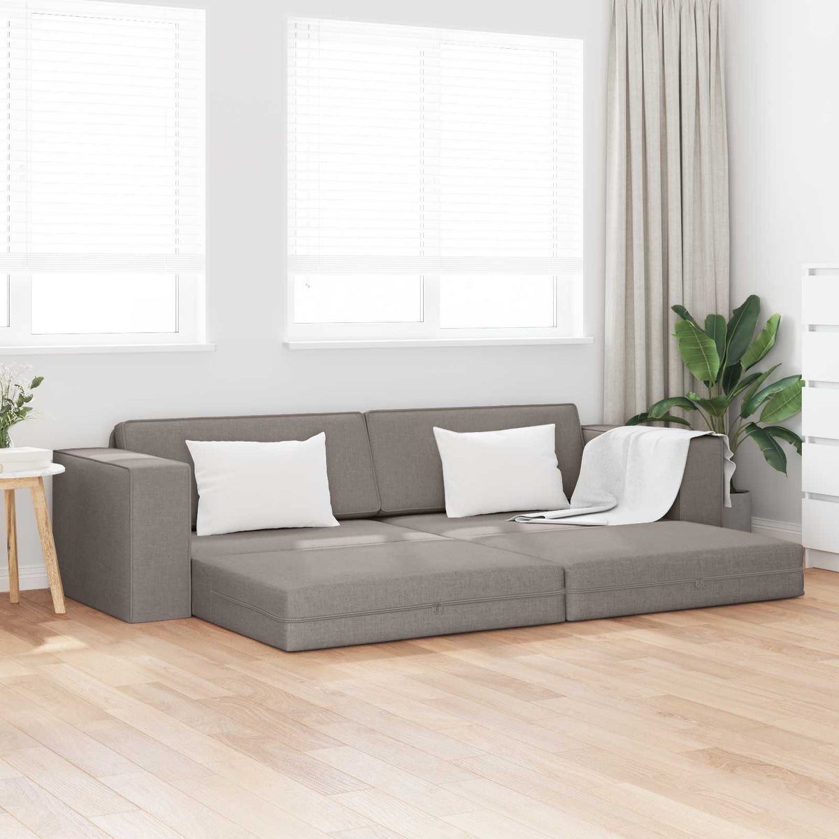 Krevet na razvlačenje Sivo-smeđa 245 x 78 x 77 cm tkanina