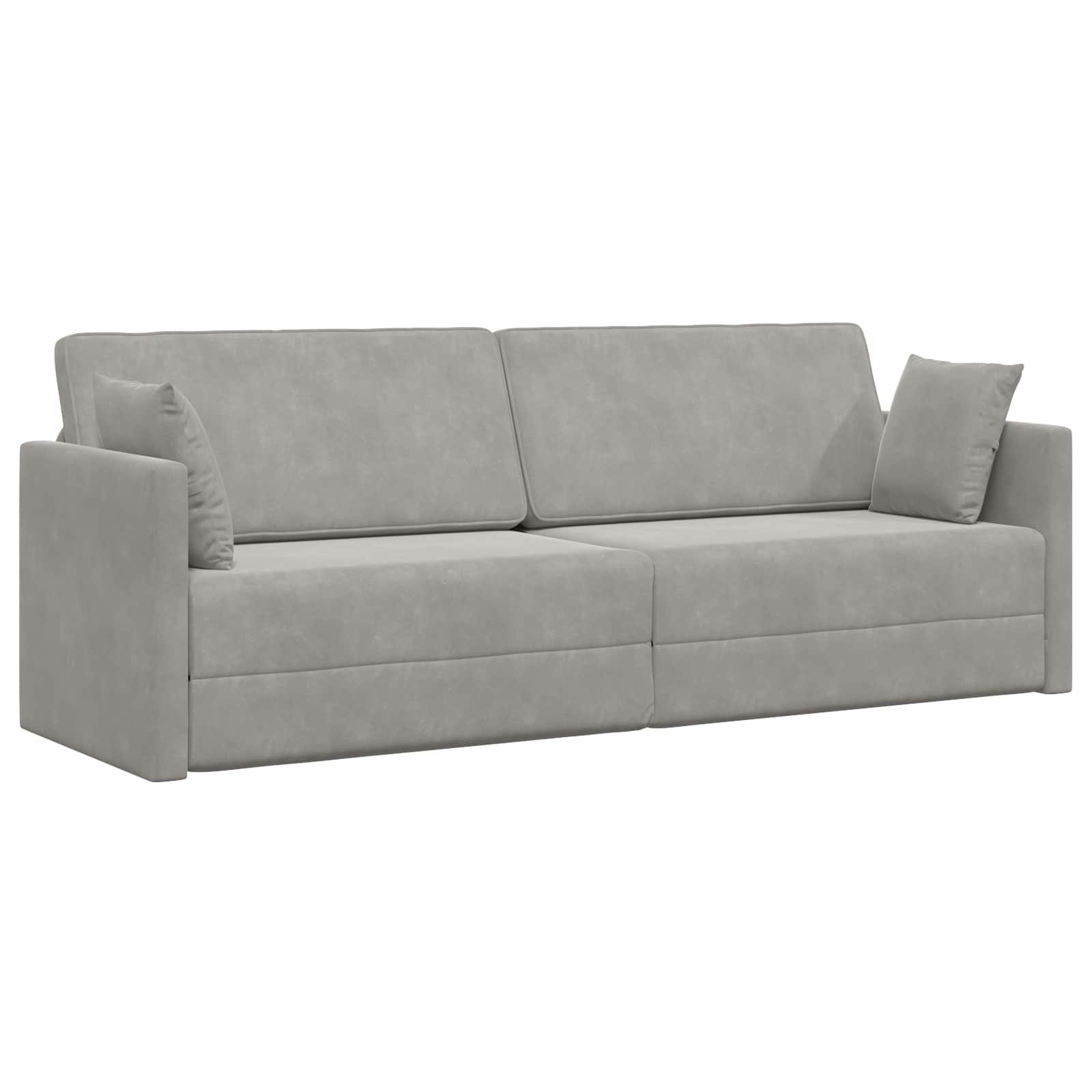 Podni kauč na razvlačenje Svijetlo siva 213 x 70 x 77 cm Baršun