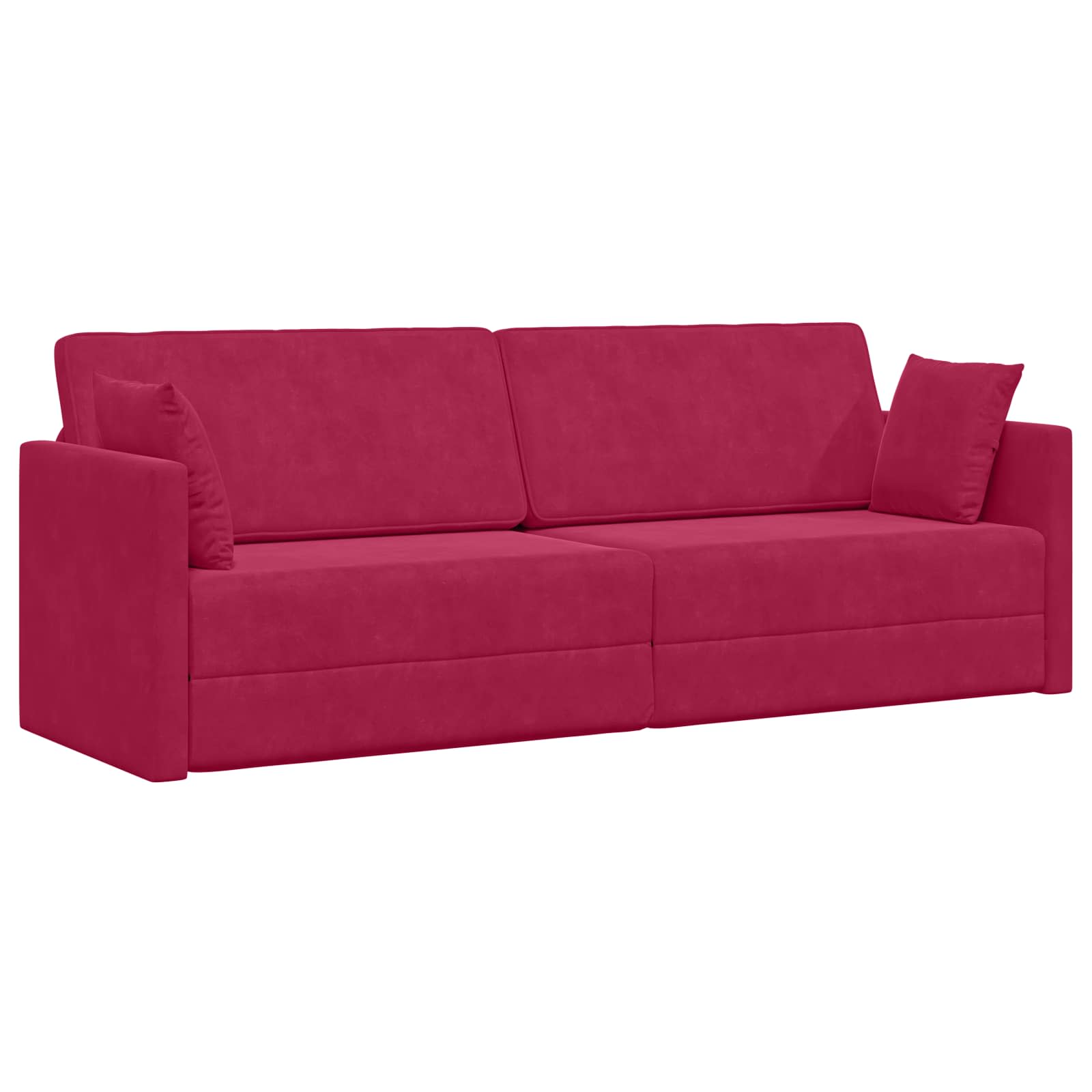 Podni kauč na razvlačenje Vinska crvena 213 x 70 x 77 cm Baršun