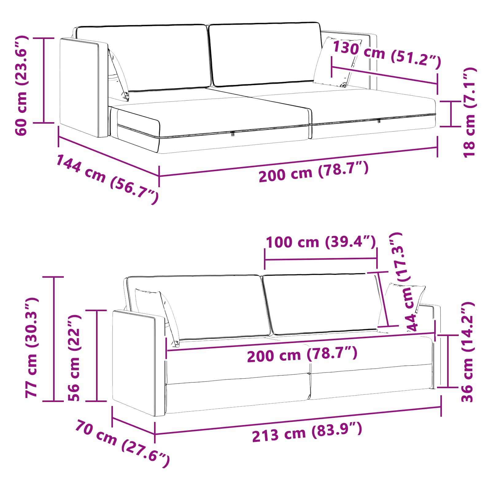 Podni kauč na razvlačenje Vinska crvena 213 x 70 x 77 cm Baršun