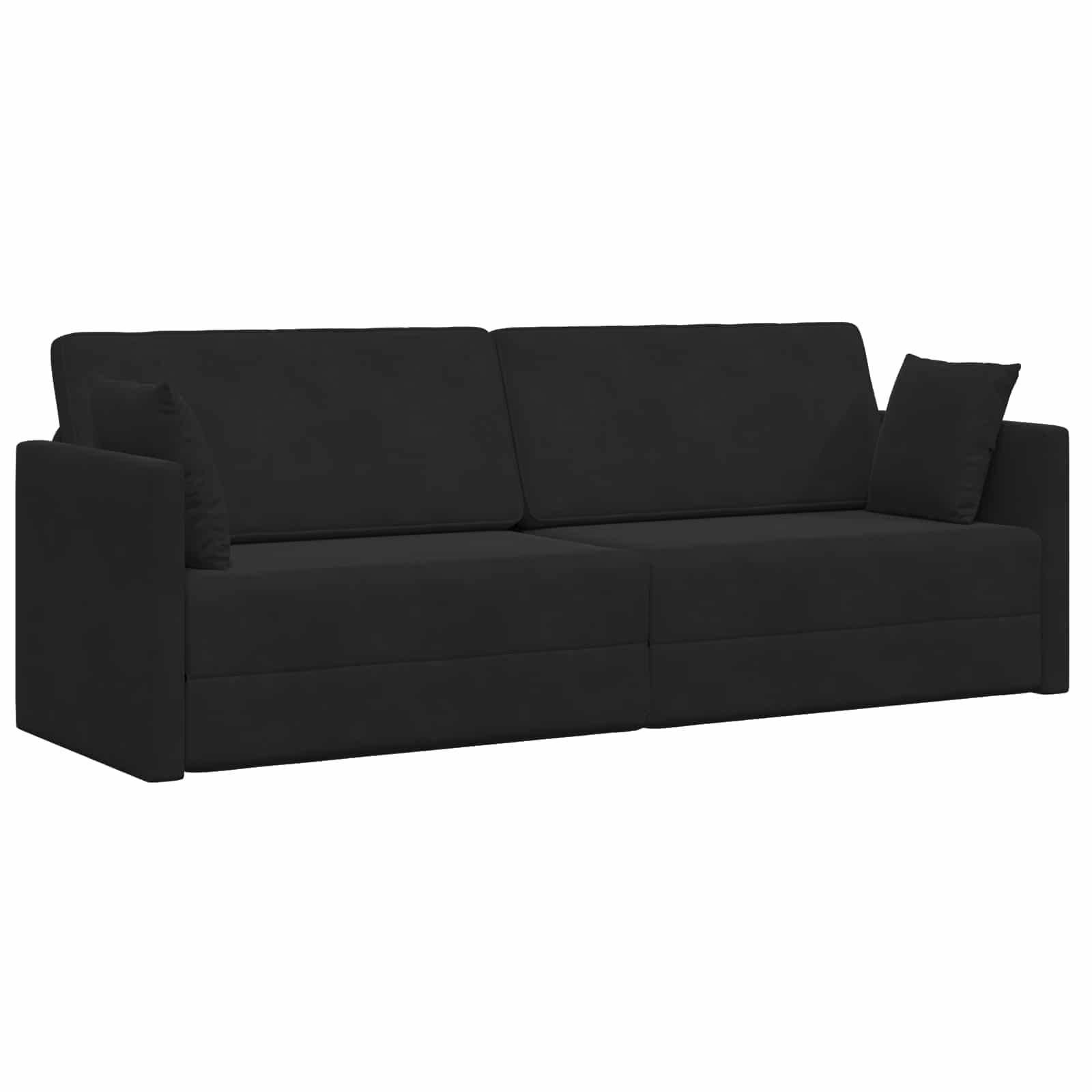 Podni kauč na razvlačenje Crna 213 x 70 x 77 cm Baršun