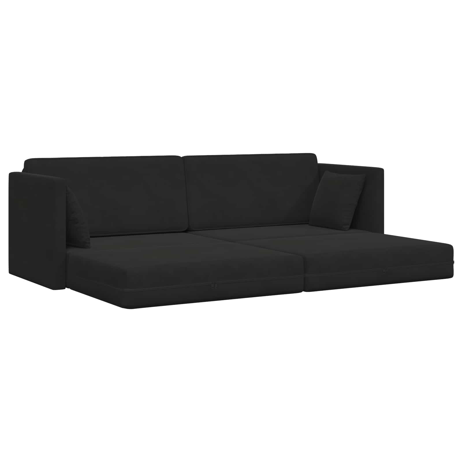 Podni kauč na razvlačenje Crna 213 x 70 x 77 cm Baršun