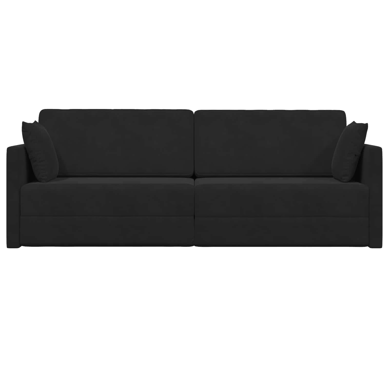 Podni kauč na razvlačenje Crna 213 x 70 x 77 cm Baršun