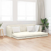 Podni kauč na razvlačenje Krema 213 x 70 x 77 cm Baršun