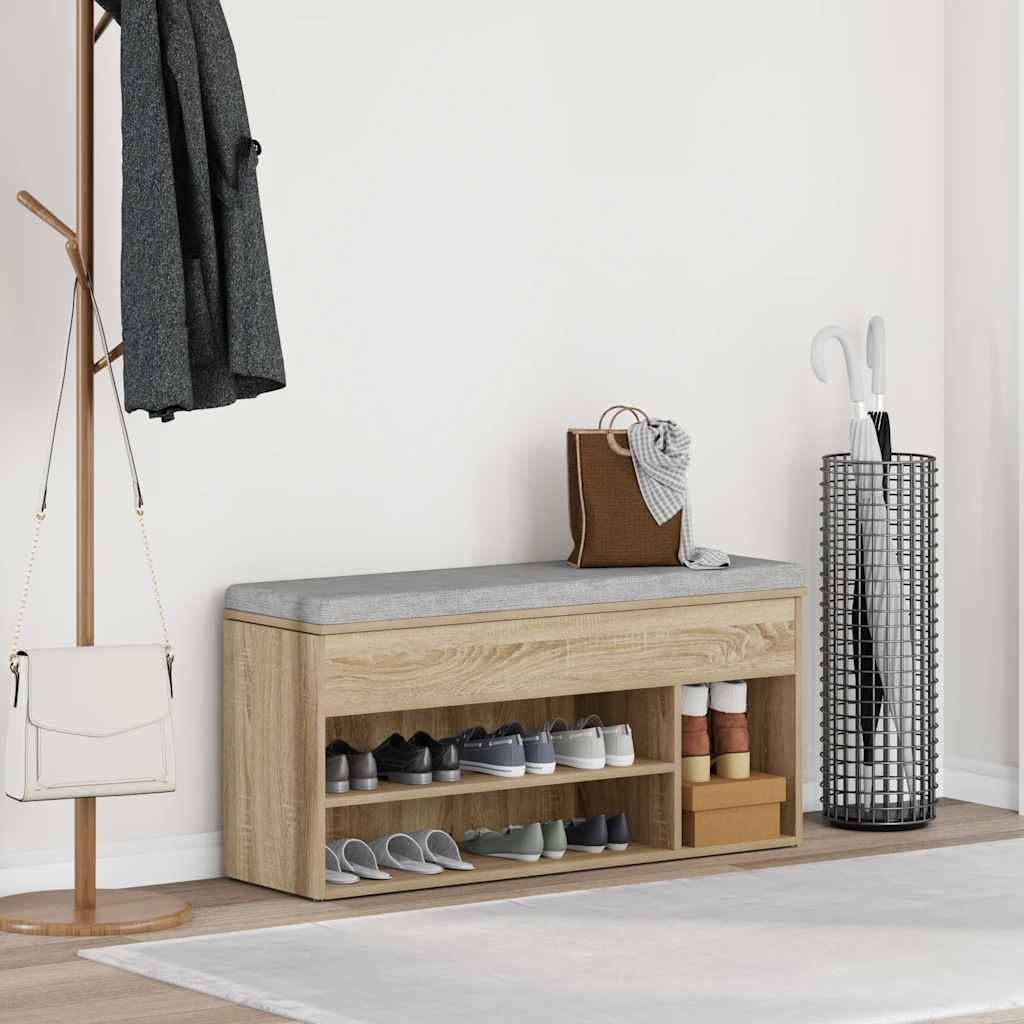 Klupa za cipele boja hrasta 102x30,5x45 cm konstruirano drvo