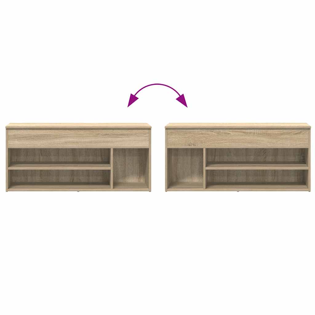 Klupa za cipele boja hrasta 102x30,5x45 cm konstruirano drvo