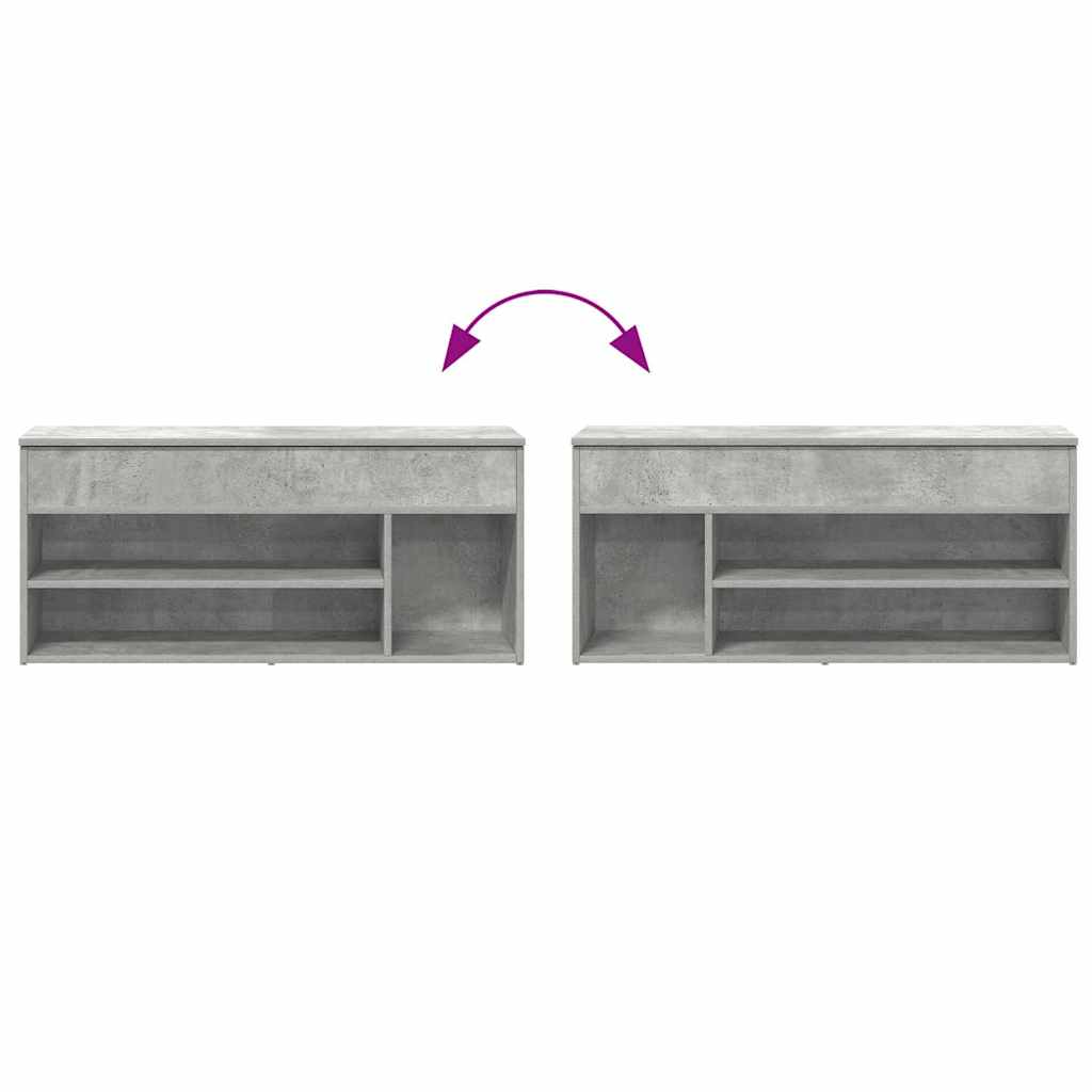 Klupa za cipele boja betona 102x30,5x45 cm konstruirano drvo