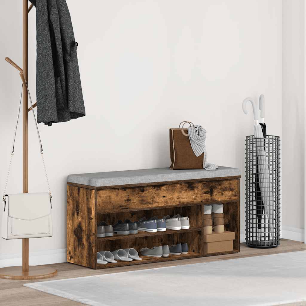 Klupa za cipele boja dimljenog hrasta 102x30,5x45 cm drvena