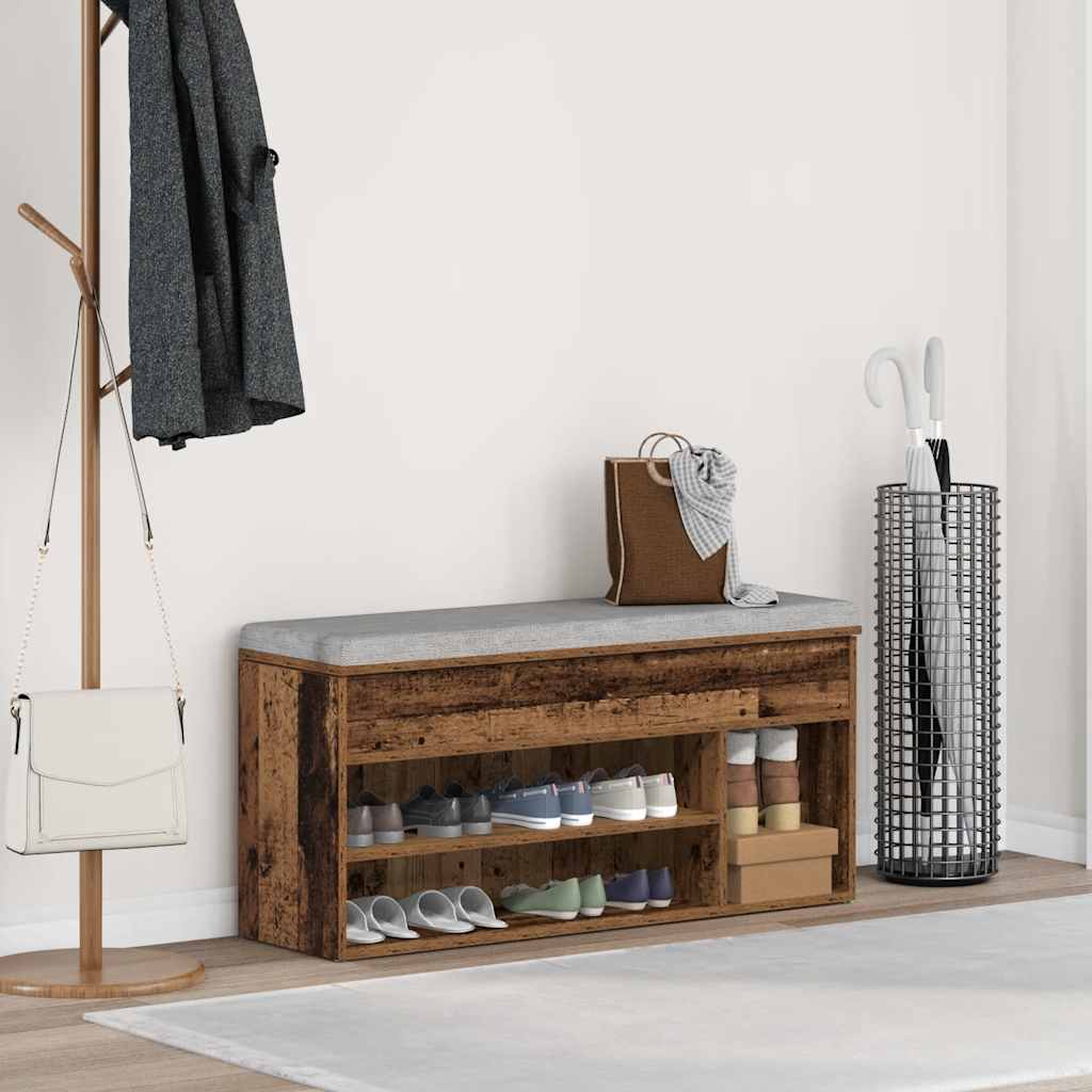 Klupa za cipele boja staro drvo 102x30,5x45cm konstruirano drvo